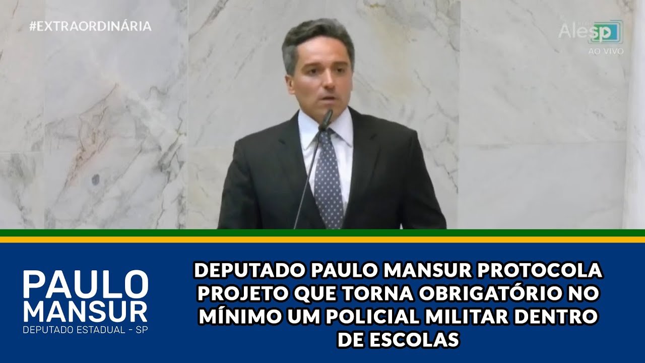 Deputado Paulo Mansur protocola projeto que torna obrigatório no mínimo um policial dentro de escola
